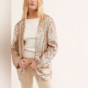 Free People Gold Sequin Blazer / Cardigan